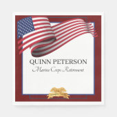 Military Retirement Flag Gold Crest Elegant スタンダードランチョンナプキン (正面)