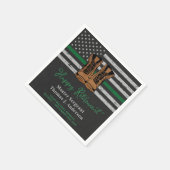 Military Retirement Leather Thin Green Line Army  スタンダードカクテルナプキン (角)