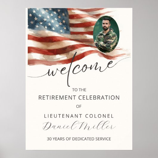 Military Retirement Welcome Poster with Photo ポスター (正面)