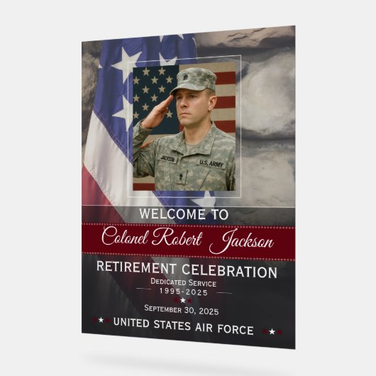 Military Retirement Welcome Sign アクリルサイン (傾斜)