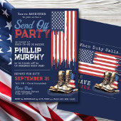 Military Send Off US Flag Boots Party Going Away 招待状