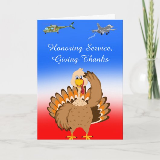 Military Thanksgiving Turkey Saluting  カード (正面)