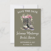 Military Themed Save the Date, Boots, Floral, Army 招待状 (正面)