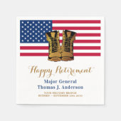 Military USA American Flag Boots Retirement Party スタンダードカクテルナプキン (正面)