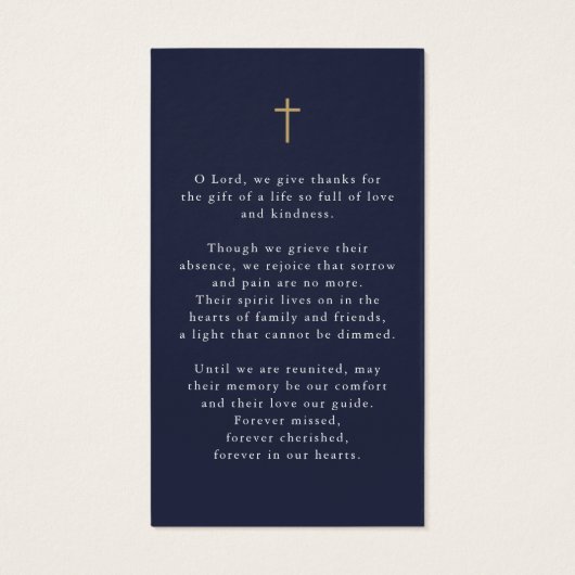 Military USA Flag Photo Cross Funeral Prayer Card (裏面)