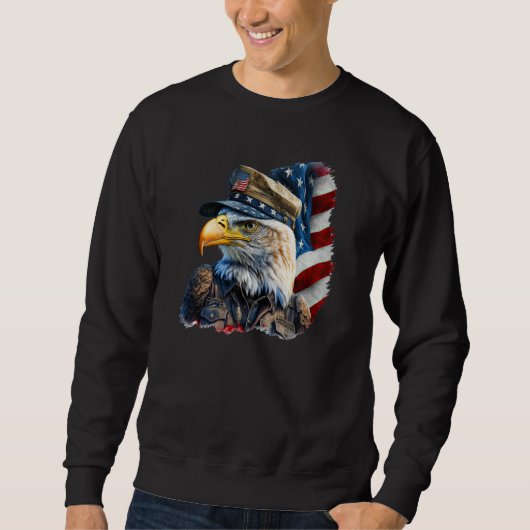 Military Veteran Patriotic American Flag  26 スウェットシャツ (正面)