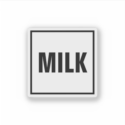「MILK」ラベルステッカー - シンプルなデザイン シール (正面)