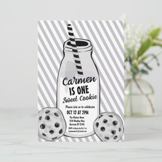 Milk and Cookie 2D Boys First Birthday 招待状 (スタンド正面)