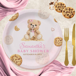 Milk and Cookies Baby Shower - Teddy Bear Pink ペーパープレート