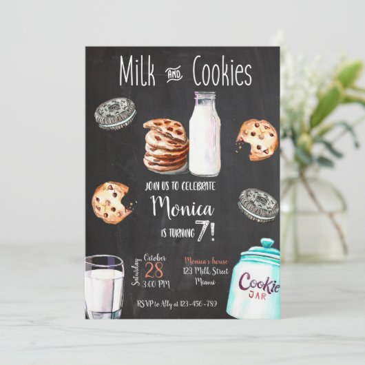 Milk and Cookies Birthday Invitation 招待状 (スタンド正面)