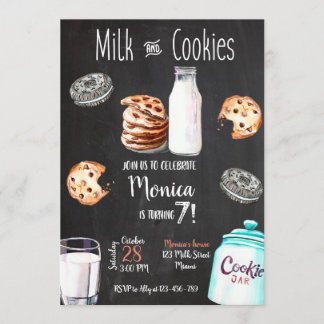 Milk and Cookies Birthday Invitation 招待状