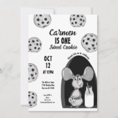 Milk and Cookies Mouse Sweet First Birthday 招待状 (正面)