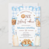 Milk and Cookies One Sweet Cookie 1st Birthday 招待状 (正面)