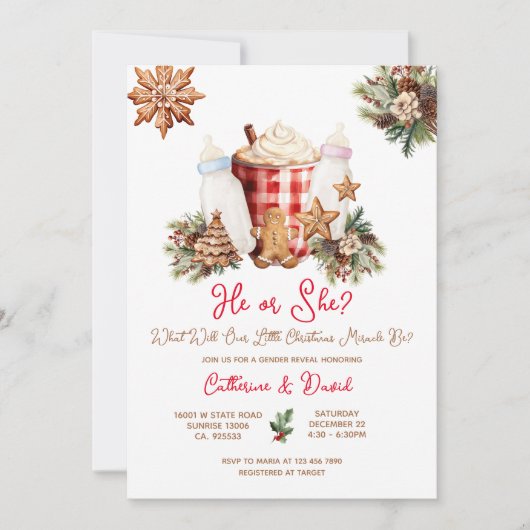 Milk Bottle Christmas Gender Reveal Invitation 招待状 (正面)