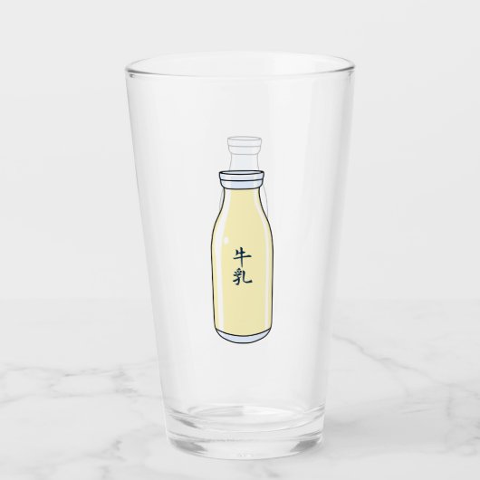 Milk bottle with Japanese Kanji タンブラーグラス (正面)