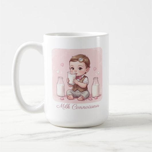 Milk Connoisseur Baby Boy Print Nursery コーヒーマグカップ (左)