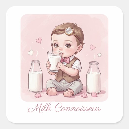 Milk Connoisseur Baby Boy Print Nursery スクエアシール (正面)