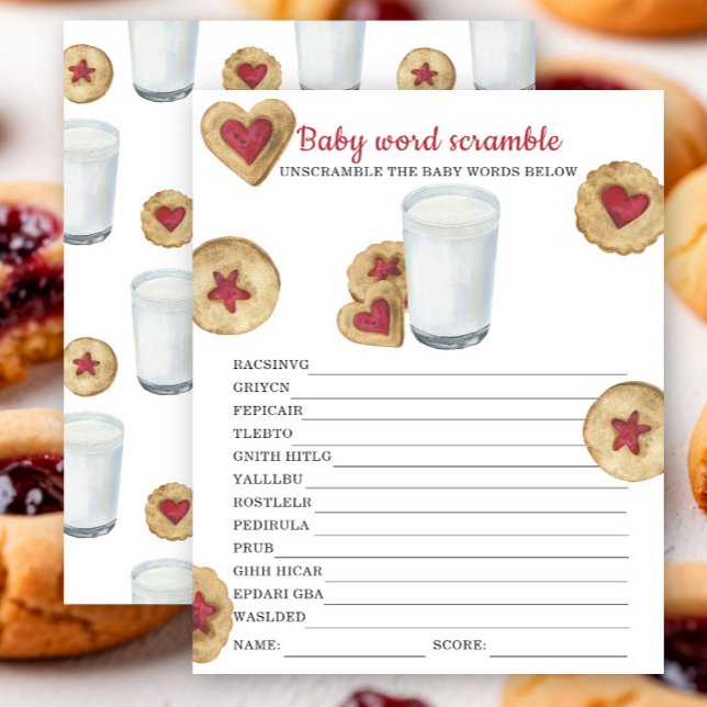 Milk & cookies baby shower Baby word scramble game (クリエイターアップロード済み)