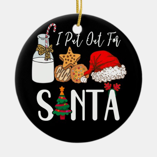 Milk Cookies Santa Hat I Out For Santa Christm セラミックオーナメント (正面)