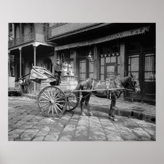 Milk Delivery Cart, 1903. Vintage Photo ポスター (正面)
