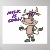 milk is cool funny cute cow cartoon ポスター (正面)