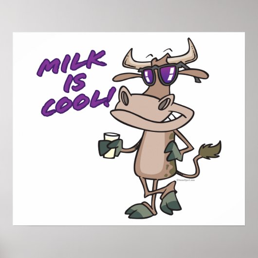 milk is cool funny cute cow cartoon ポスター (正面)