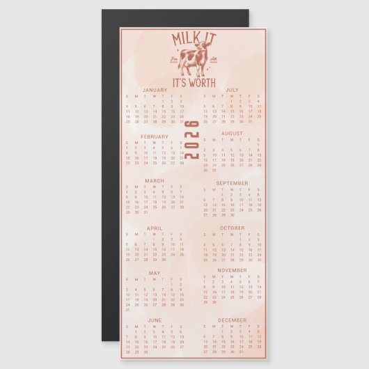 Milk It For All It's Worth 2026 Brown Calendar (正面/裏面)