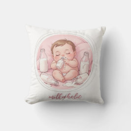 Milkaholic Baby Print | Cute Nursery Funny Art クッション