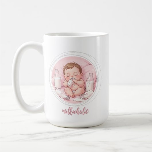 Milkaholic Baby Print | Cute Nursery Funny Art コーヒーマグカップ (左)