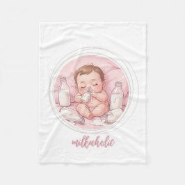 Milkaholic Baby Print | Cute Nursery Funny Art フリースブランケット