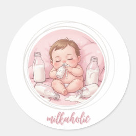 Milkaholic Baby Print | Cute Nursery Funny Art ラウンドシール