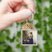 Milkmaid、c.1658-60 (キャンバスの油) キーホルダー (手)