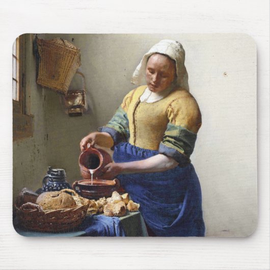 Milkmaid、c.1658-60 (キャンバスの油) マウスパッド (正面)