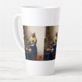 Milkmaid Kitchen Maid by Johannes Vermeer カフェラテマグ (左アングル)