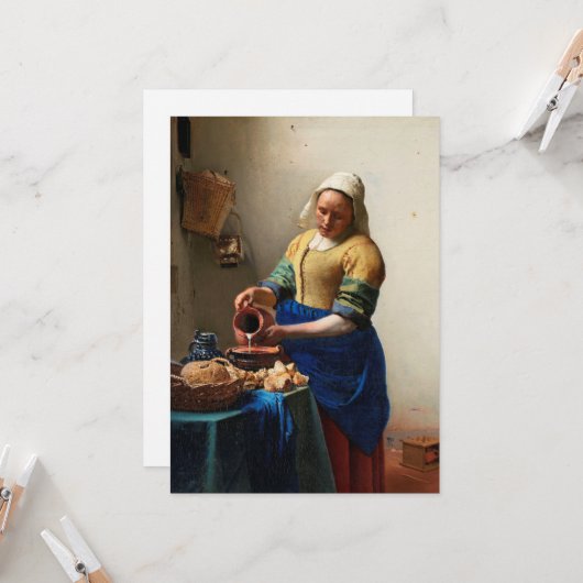 Milkmaid Kitchen Maid by Johannes Vermeer カード (正面/裏面インサイチュ)