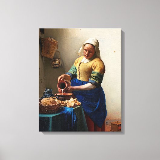 Milkmaid Kitchen Maid by Johannes Vermeer キャンバスプリント (正面)