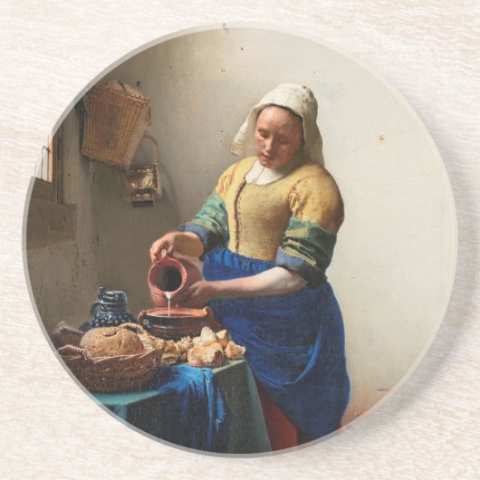Milkmaid Kitchen Maid by Johannes Vermeer コースター (正面)