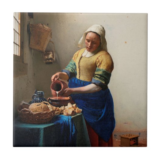 Milkmaid Kitchen Maid by Johannes Vermeer タイル (正面)
