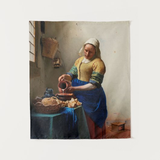 Milkmaid Kitchen Maid by Johannes Vermeer タペストリー (正面)