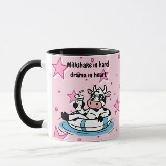 Milkshake in Hand, Drama in Heart | Cool Cow Funny マグカップ