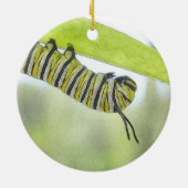 Milkweedを探検しているマダラチョウの幼虫 セラミックオーナメント (裏面)