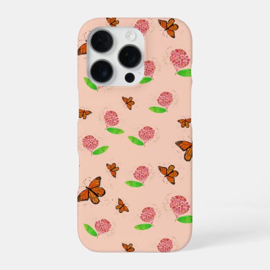 Milkweed and Monarch Butterfies Phone Case iPhoneケース (裏面)
