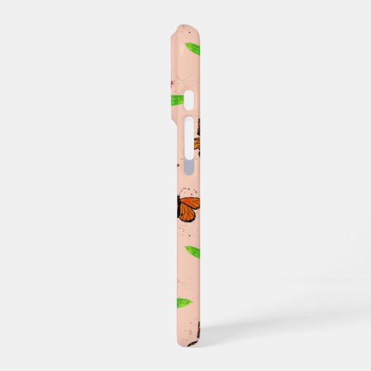 Milkweed and Monarch Butterfies Phone Case iPhoneケース (左側面)