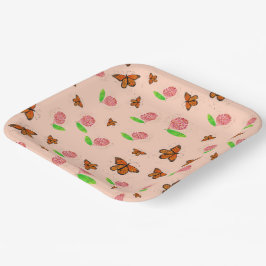 Milkweed and Monarch Butterfly Plates ペーパープレート