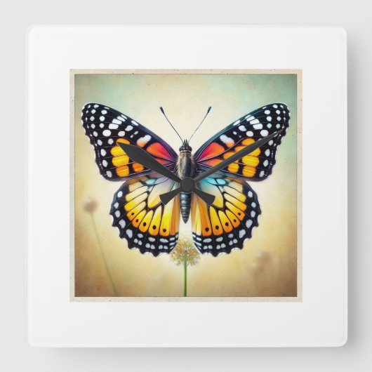 Milkweed Butterfly 080824IREF205 - Watercolor スクエア壁時計 (正面)