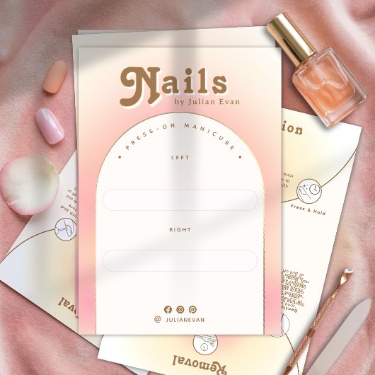 Milky Soft Pink Ombre Press On Nail Display Card サンキューカード