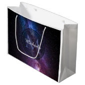 Milky way bright colors personalizable monogram ラージペーパーバッグ (正面アングル)