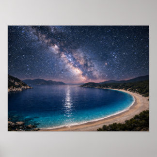Milky Way Galaxy Ocean Bay Poster - Night Sky Coas ポスター