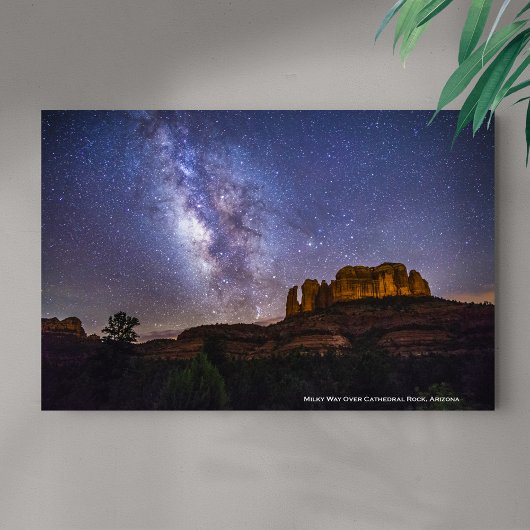 Milky Way Galaxy Over Cathedral Rock, Arizona ポスター