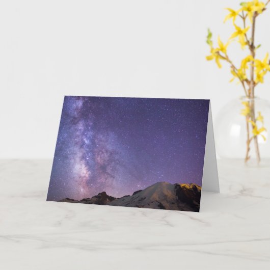 Milky Way & Mt. Rainier | Washington State カード (黄色い花)